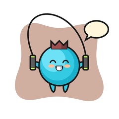 Blueberry character cartoon with skipping rope