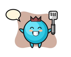 Blueberry character illustration as a chef is cooking