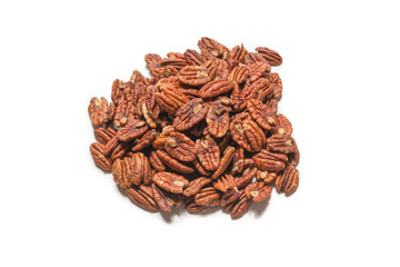 Pecan-nut isolated on white background. Top view.