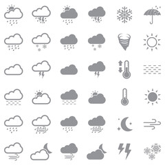 Fototapeta premium Weather Icons. Gray Flat Design. Vector Illustration.