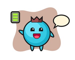 Blueberry mascot character with energetic gesture