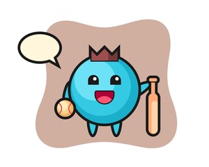 Cartoon character of blueberry as a baseball player