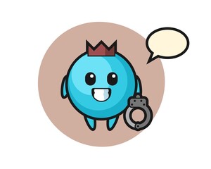 Cartoon mascot of blueberry as a police