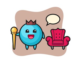 Mascot cartoon of blueberry as a king