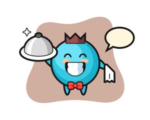Obraz na płótnie Canvas Character mascot of blueberry as a waiters