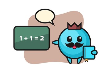 Illustration of blueberry character as a teacher