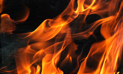 wood background is burning with fire
