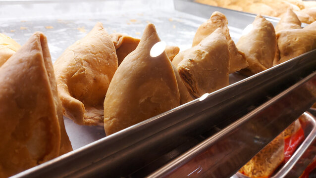 Samosas Kept In Samosa Shop