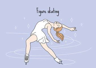 Figure skater performed the bauer element. Winter sport illustration.