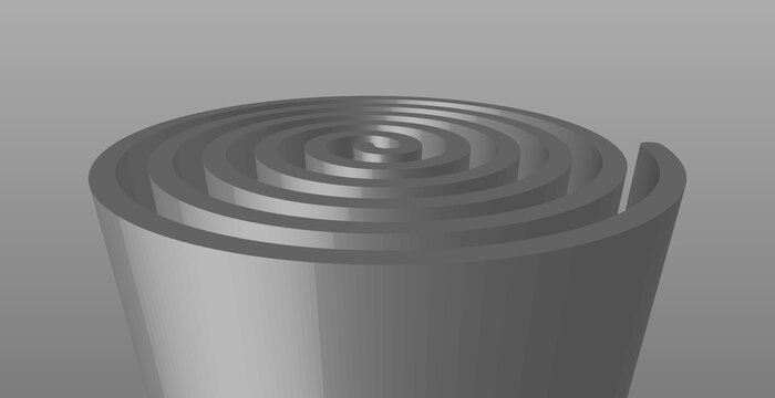 Extruded spiral sculpture in gray. Vector illustrator