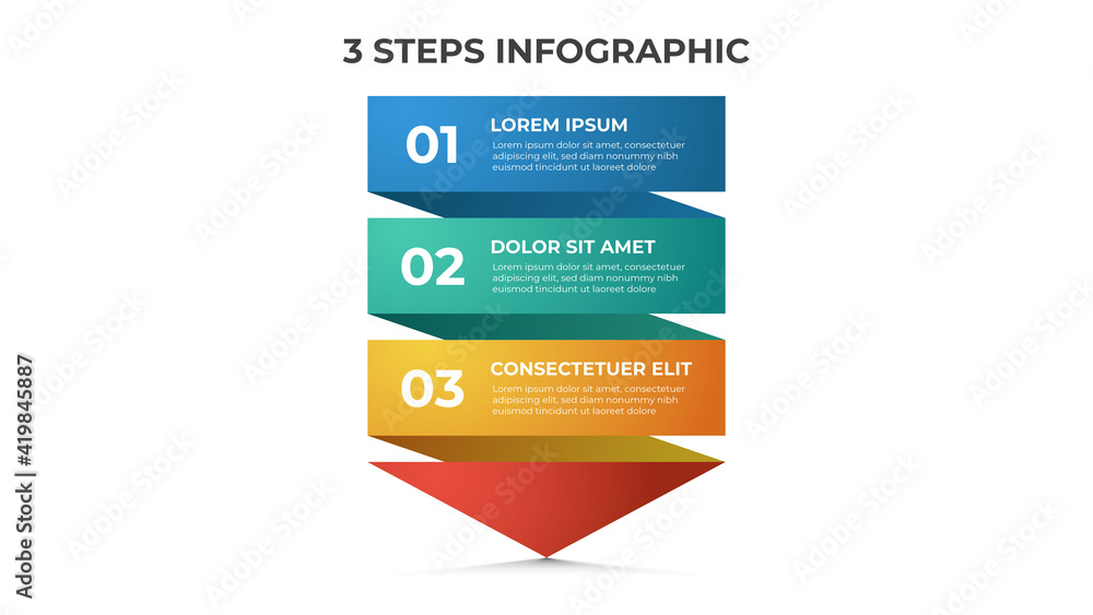 Poster 3 points of steps infographic template vector, arrow list diagram layout for presentation, etc