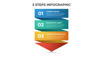 3 points of steps infographic template vector, arrow list diagram layout for presentation, etc