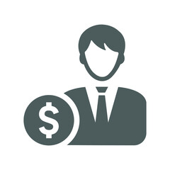 Businessman, Investor Icon. Gray version of vector.