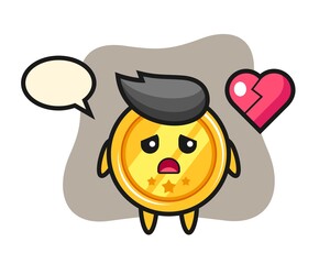 Medal cartoon illustration is broken heart