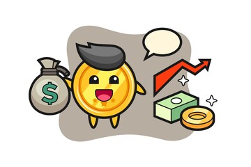 Medal illustration cartoon holding money sack