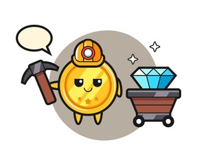 Character illustration of medal as a miner