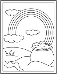 
Rainbow with clouds, colouring page vector download

