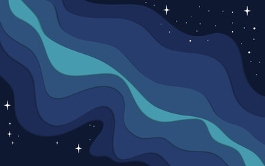 Vector space background . Cute flat style template with Stars in Outer space