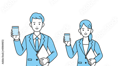 電卓を持つ スーツ姿の男女 審査 鑑定 税理士 イラスト素材 Wall Mural Senryu 電卓を持つ スーツ姿の男女 審査 鑑定 税理士 イラスト素材 Wall Mural Senryu