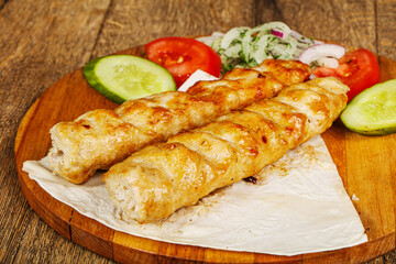 Chicken kebab with minced meat