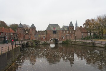 Naklejka na ściany i meble Amersfoort, Netherlands - 15 November 2019 : Koppelpoort medieval gate in Amersfoort