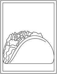 
Taco coloring page designed in hand drawn vector 

