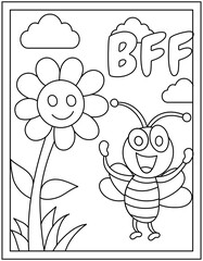 
Cute bff colouring page vector download

