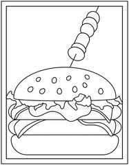 
Burger coloring page designed in hand drawn vector

