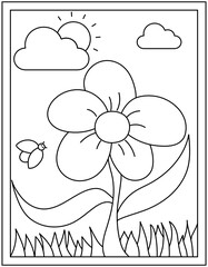 
Spring flower coloring page design with hand drawn vector 

