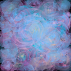 Art digital image of blurred background with blue circles and transparent gradient lines. Color dark blue square background.