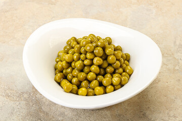 Marinated green pea in the bowl
