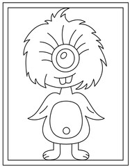 
A one eyed monster line vector coloring page 

