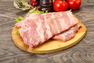 Raw pork ribs for cooking