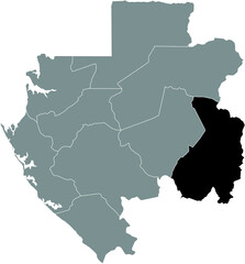 Black highlighted location map of the Gabonese Haut-Ogooué province inside gray map of the Gabonese Republic