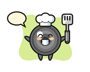 Camera lens character illustration as a chef is cooking