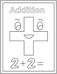 
Hand drawn vector of addition coloring page, numerical digits

