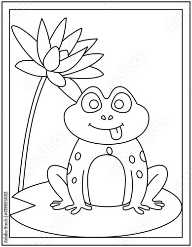 Cute Frog Coloring Page Designed In Hand Drawn Vector Wall Mural Wallpaper Murals Smashing Stocks