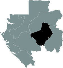 Black highlighted location map of the Gabonese Ogooué-Lolo province inside gray map of the Gabonese Republic