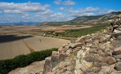 Italy, Barumini - 2019-09-30 : Su Narixi, a nuragic archaeological site in Central Sardinia. Su Nuraxi is a settlement consisting of a seventeenth century BCE Nuraghe. On UNESCO list