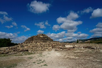 Italy, Barumini - 2019-09-30 : Su Narixi, a nuragic archaeological site in Central Sardinia. Su Nuraxi is a settlement consisting of a seventeenth century BCE Nuraghe. On UNESCO list