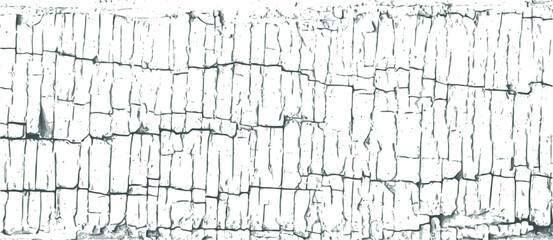 Black and white monochrome grunge pattern. Cool texture of cracks, stains, scratches, splash for print and design. Cracked oil paint on wooden surface. Vector EPS10.