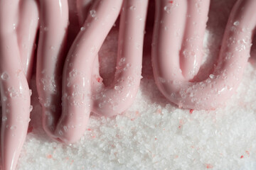 close up macro texture of bath salt and scrub cream
