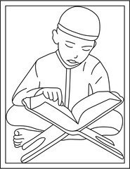 
Recitation coloring page designed in hand drawn vector 

