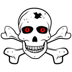 Skull and crossbones. Illustration on white background for design