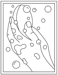 
Dirty hand linear vector, coloring page design

