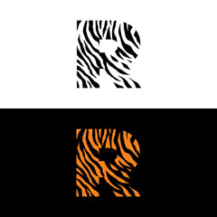 Tiger Print Letter R Logo Vector 001