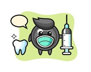 Mascot character of camera lens as a dentist