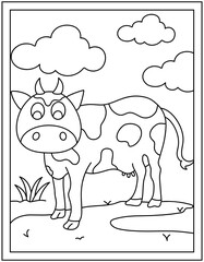 
A cow colouring page editable vector

