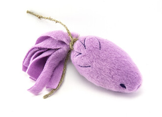 cat toy fish purple color on a white background,toy for cats fish