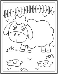 
Sheep colouring page line vector

